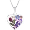 Best Pirce 👏 Giani Bernini Medium Heart Dried Flower Pendant With 18 Chain Crafted In Sterling Silver. Available In Multi Or Blue ⭐