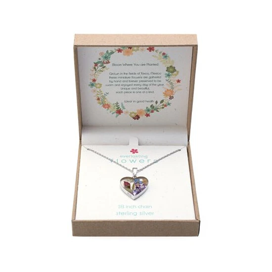 Best Pirce 👏 Giani Bernini Medium Heart Dried Flower Pendant With 18 Chain Crafted In Sterling Silver. Available In Multi Or Blue ⭐ 3 Best Pirce 👏 Giani Bernini Medium Heart Dried Flower Pendant With 18 Chain Crafted In Sterling Silver. Available In Multi Or Blue ⭐ - Image 3