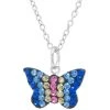 Discount 👏 Giani Bernini Multicolor Pave Crystal Butterfly Pendant With 18 Chain Set In Sterling Silver 🥰