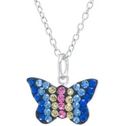 Discount 👏 Giani Bernini Multicolor Pave Crystal Butterfly Pendant With 18 Chain Set In Sterling Silver 🥰