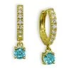 Best deal 💯 Giani Bernini Clear & Blue Cubic Zirconia Dangle Drop Huggie Hoop Earring In 18k Gold Plated Sterling Silver Gold/aqua 😀