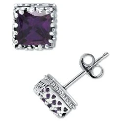 Hot Sale ๐ฏ Giani Bernini Cubic Zirconia Princess Stud Earrings In Sterling Silver, Created For Macy's โ