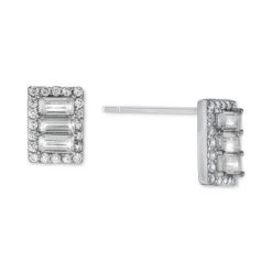 Cheapest ❤️ Giani Bernini Cubic Zirconia Baguette Halo Stud Earrings In Sterling Silver, Created For Macy's 🔔