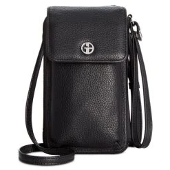 Deals ✔️ Giani Bernini Softy Leather Tech Crossbody Wallet, Created For Macy's Black ✔️