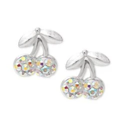 Best Pirce ⭐ Giani Bernini Crystal Cherry Stud Earrings In Sterling Silver, Created For Macy's 🔔