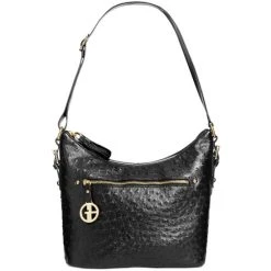 Buy ๐ Giani Bernini Embossed Faux Ostrich Hobo, Created For Macy's Black/black/gold ๐งจ