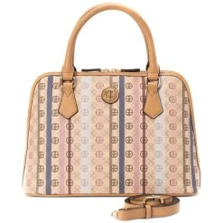 Budget 🔔 Giani Bernini Signature Stripe Dome Faux Leather Satchel, Created For Macy's Taupe Multi 😍