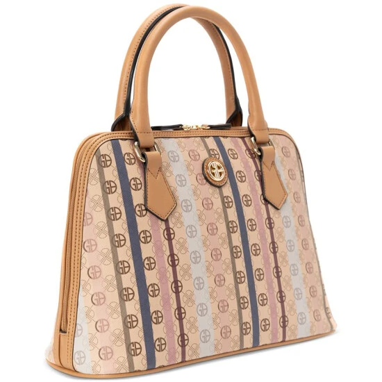 Budget 🔔 Giani Bernini Signature Stripe Dome Faux Leather Satchel, Created For Macy's Taupe Multi 😍 4 Budget 🔔 Giani Bernini Signature Stripe Dome Faux Leather Satchel, Created For Macy's Taupe Multi 😍 - Image 4