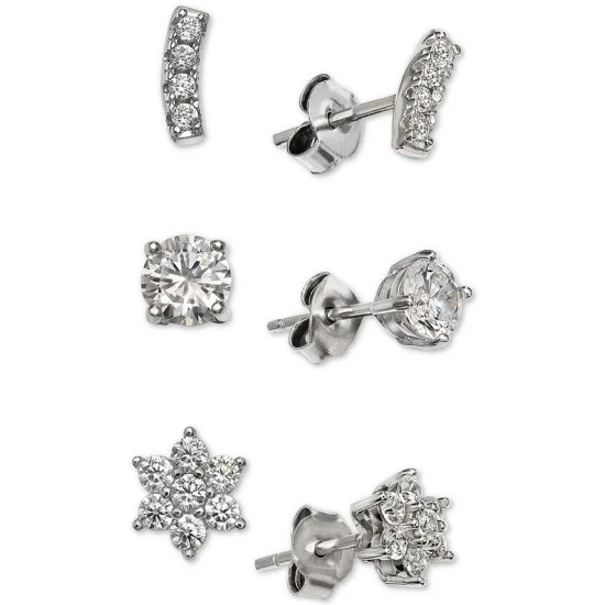 Best Pirce ๐งจ Giani Bernini Cubic Zirconia 3-Piece Stud Earring Set In Sterling Silver, Created For Macy's โ 1 Best Pirce ๐งจ Giani Bernini Cubic Zirconia 3-Piece Stud Earring Set In Sterling Silver, Created For Macy's โ
