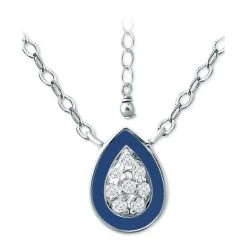 Promo ⌛ Giani Bernini Cubic Zirconia & Enamel Teardrop Pendant Necklace In Sterling Silver, 16 + 2 Extender, Created For Macy's ⭐
