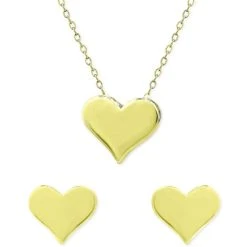 Discount 💯 Giani Bernini 2-Pc. Set Polished Heart Pendant Necklace & Matching Stud Earrings, Created For Macy's Gold Over Silver ❤️