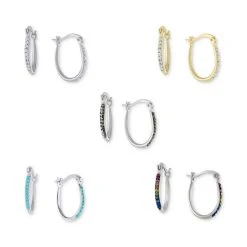 Top 10 โ๏ธ Giani Bernini Crystal Oval Hoop Earrings Collection, Created For Macy's Blue โ๏ธ