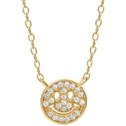 Budget ๐ Giani Bernini Cubic Zirconia Smiley 18 Pendant Necklace In 18k Gold-Plated Sterling Silver, Created For Macy's Gold Over Sterling Silver โ