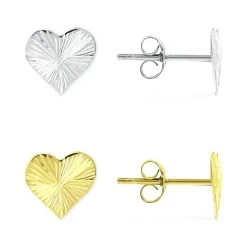 Deals 🔥 Giani Bernini 2-Pc. Set Textured Heart Stud Earrings In Sterling Silver & 18k Gold-Plate, Created For Macy's Gold Over Silver 💯