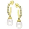Top 10 👍 Giani Bernini Freshwater Pearl (8 X 6mm) & Cubic Zirconia Dangle Hoop Earrings, Created For Macy's Sterling Silver ⌛