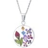 Brand new 🔔 Giani Bernini Medium Round Dried Flower Medal Pendant With 18 Chain In Sterling Silver. Available In Multi Or Blue Multi ⭐