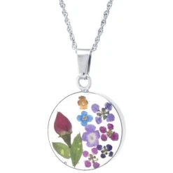 Brand new 🔔 Giani Bernini Medium Round Dried Flower Medal Pendant With 18 Chain In Sterling Silver. Available In Multi Or Blue Multi ⭐