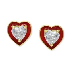 Best reviews of ๐ฏ Giani Bernini Cubic Zirconia Cubic Zirconia Red Enamel Heart Stud Earrings, Created For Macy's Gold Over Silver ๐