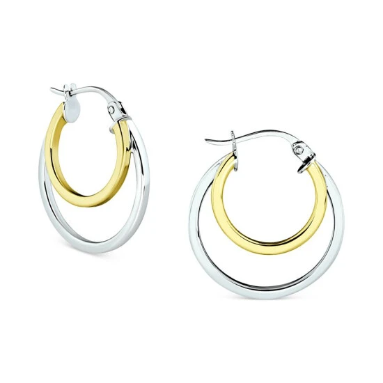 Budget ๐ Giani Bernini Double Hoop Earrings In Sterling Silver & 18k Gold-Plate, Created For Macy's Gold Over Silver โ 1 Budget ๐ Giani Bernini Double Hoop Earrings In Sterling Silver & 18k Gold-Plate, Created For Macy's Gold Over Silver โ