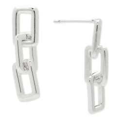 Outlet ๐ Giani Bernini Polished Rectangle Chain Link Drop Earrings In Sterling Silver, Created For Macy's โจ