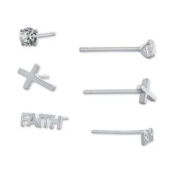 Best deal ⭐ Giani Bernini 3-Pc. Set Cubic Zirconia & Faith-Themed Stud Earrings In Sterling Silver, Created For Macy's ⌛