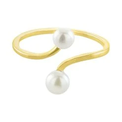 Best deal 🛒 Giani Bernini Cultured Freshwater Pearl (4 & 5mm) Bypass Ring, Created For Macy's Gold Over Silver 🎁