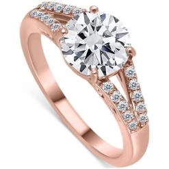 Hot Sale 🔥 Giani Bernini Solitaire Cubic Zirconia Center Stone Pave Ring, Created For Macy's Rose Gold 🎁