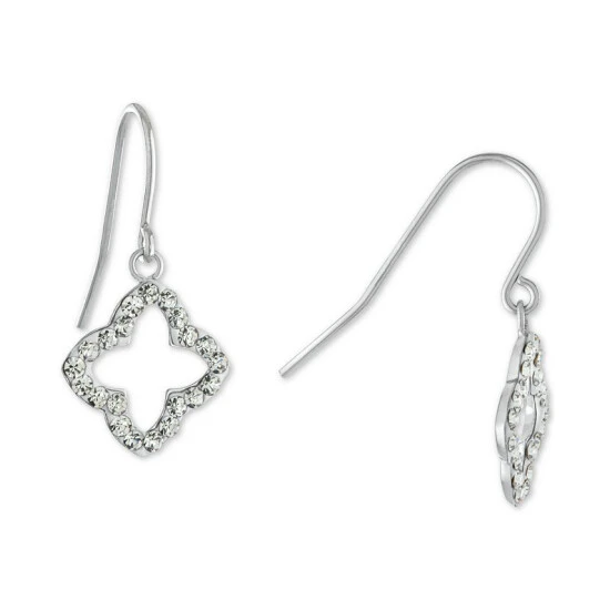 Hot Sale ❤️ Giani Bernini Crystal Quatrefoil Drop Earrings In Sterling Silver, Created For Macy's 🔥 1 Hot Sale ❤️ Giani Bernini Crystal Quatrefoil Drop Earrings In Sterling Silver, Created For Macy's 🔥