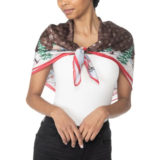 Budget 👏 Giani Bernini Giftable Holiday Bears Square Scarf Brown ✔️ 1 Budget 👏 Giani Bernini Giftable Holiday Bears Square Scarf Brown ✔️