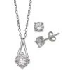 Flash Sale 👍 Giani Bernini 2-Pc. Set Cubic Zirconia Pendant Necklace And Stud Earrings In Sterling Silver, Created For Macy's 😍