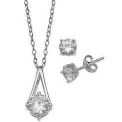 Flash Sale 👍 Giani Bernini 2-Pc. Set Cubic Zirconia Pendant Necklace And Stud Earrings In Sterling Silver, Created For Macy's 😍
