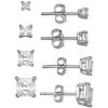 Deals 💯 Giani Bernini 4-Pc. Set Cubic Zirconia Princess Stud Earrings In Sterling Silver, Created For Macy's ❤️