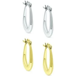 Budget ❤️ Giani Bernini 2-Pc. Set Polished Oval Hoop Earrings In Sterling Silver & 18k Gold-Plate, Created For Macy's Two-tone ⌛ -Giani Bernini Shop unnamed file 1972