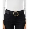 Deals ❤️ Giani Bernini Women's Oval Buckle Stretch Pant Belt Black 🔔