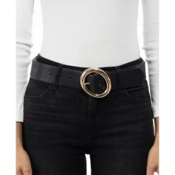 Deals ❤️ Giani Bernini Women's Oval Buckle Stretch Pant Belt Black 🔔