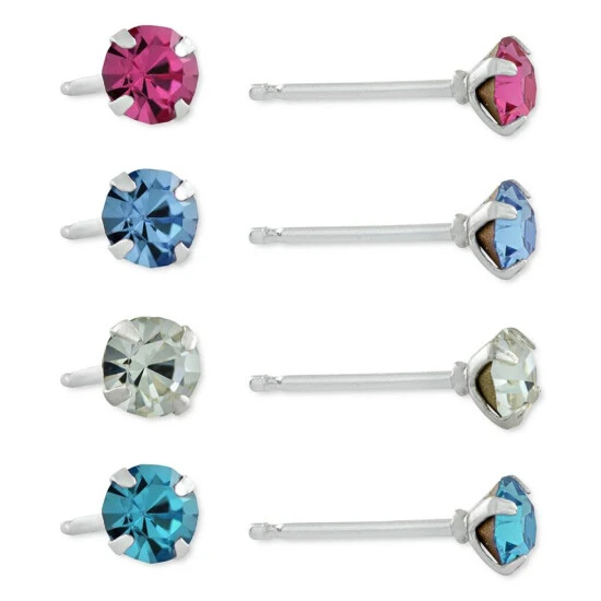 Deals โญ Giani Bernini 4-Pc. Set Fine Crystal Stud Earrings In Sterling Silver, Created For Macy's Multi ๐ 1 Deals โญ Giani Bernini 4-Pc. Set Fine Crystal Stud Earrings In Sterling Silver, Created For Macy's Multi ๐