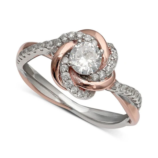 Flash Sale ⌛ Giani Bernini Cubic Zirconia Love Knot Ring In 18k Rose Gold Over Sterling Silver And Sterling Silver, Created For Macy's ✨ 1 Flash Sale ⌛ Giani Bernini Cubic Zirconia Love Knot Ring In 18k Rose Gold Over Sterling Silver And Sterling Silver, Created For Macy's ✨