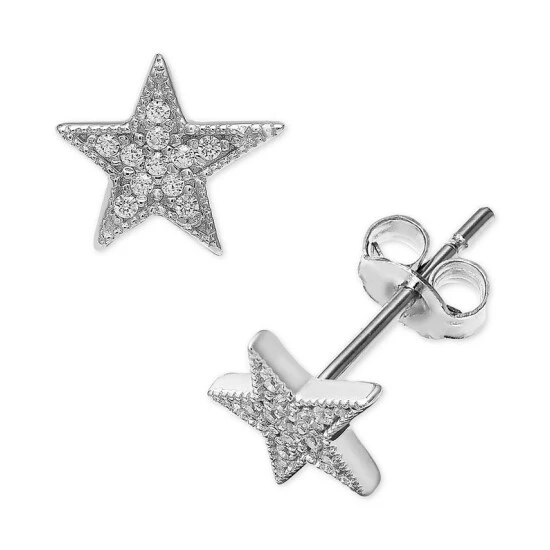 Hot Sale ⌛ Giani Bernini Cubic Zirconia Star Stud Earrings In Sterling Silver, Created For Macy's 😉 1 Hot Sale ⌛ Giani Bernini Cubic Zirconia Star Stud Earrings In Sterling Silver, Created For Macy's 😉