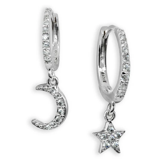 Promo 🔥 Giani Bernini Cubic Zirconia Moon & Star Charm Drop Huggie Hoop Earring In Sterling Silver Or 18k Gold Plated Sterling Silver 💯 1 Promo 🔥 Giani Bernini Cubic Zirconia Moon & Star Charm Drop Huggie Hoop Earring In Sterling Silver Or 18k Gold Plated Sterling Silver 💯