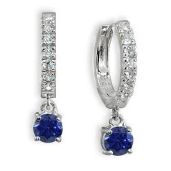Promo ๐ Giani Bernini Color Cubic Zirconia Dangle Drop Huggie Hoop Earring In Sterling Silver Light Blue ๐