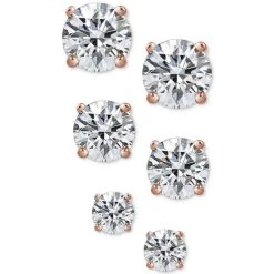 Promo 😀 Giani Bernini 3-Pc. Cubic Zirconia Sterling Silver Stud Earrings In 18k Rose Gold-Plated, 18k Gold-Plated And Sterling Silver, Created For Macy's ❤️