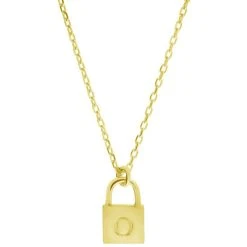 Deals 🔥 Giani Bernini Initial Padlock 18 Pendant Necklace In 18k Gold-Plated Sterling Silver, Created For Macy's 🔔