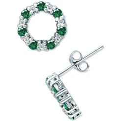 Budget 🛒 Giani Bernini Lab-Created Ruby (1/2 Ct. T.w.) & Cubic Zirconia Circle Stud Earrings In Sterling Silver (Also In Lab-Created Green Quartz), Created For Macy's ❤️