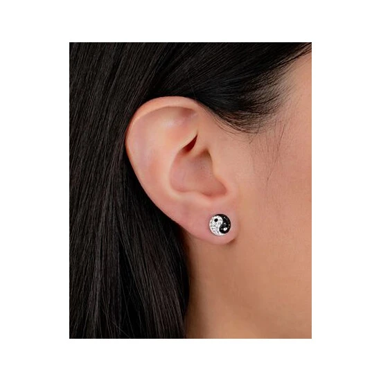 New ๐ Giani Bernini Crystal Yin Yang Stud Earrings In Sterling Silver, Created For Macy's ๐ 2 New ๐ Giani Bernini Crystal Yin Yang Stud Earrings In Sterling Silver, Created For Macy's ๐ - Image 2