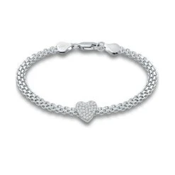 Coupon ๐ Giani Bernini Cubic Zirconia Heart Bismark Chain Bracelet, Created For Macy's White ๐