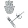 Hot Sale 👏 Giani Bernini Cubic Zirconia Hamsa Hand Stud Earrings In Sterling Silver, Created For Macy's 💯