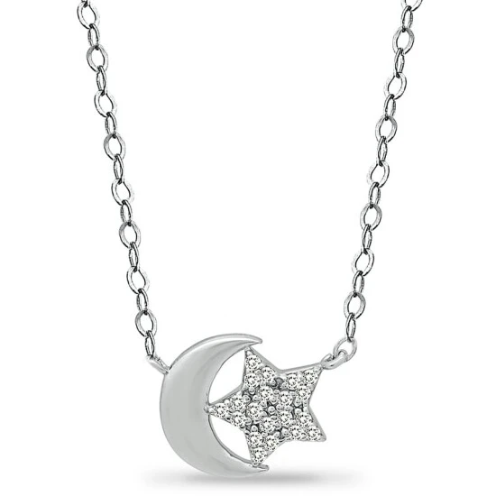 Best deal ⌛ Giani Bernini Cubic Zirconia Moon & Star Pendant Necklace In Sterling Silver, 16 + 2 Extender, Created For Macy's ⭐ 1 Best deal ⌛ Giani Bernini Cubic Zirconia Moon & Star Pendant Necklace In Sterling Silver, 16 + 2 Extender, Created For Macy's ⭐