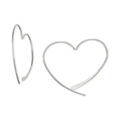 Deals 🧨 Giani Bernini Wire Heart Threader Earrings In Sterling Silver, Created For Macy's 🔥