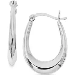 New ๐ฅฐ Giani Bernini Polished Small Oval Hoop Earrings In Sterling Silver, Created For Macy's โญ