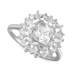 Outlet ๐ฅ Giani Bernini Cubic Zirconia Princess Flower Statement Ring In Sterling Silver, Created For Macy's โจ